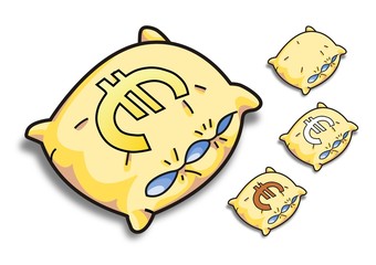 yellow vector pillow with a euro sign