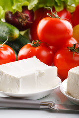 fresh vegetables with cottage cheese.