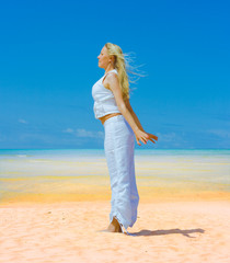 Active girl on a beach