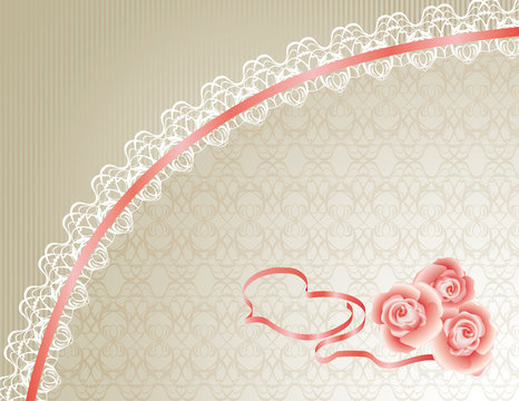 Lace Background with Heart and Roses