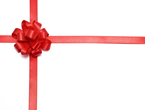 Gift packaging with red ribbons and bow