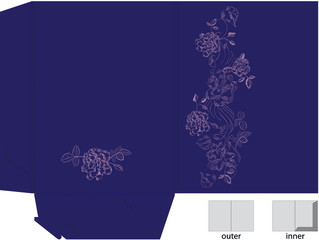 Template for gift folder with die cut. (pink flowers)