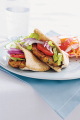 santa fe falafel with carrot, radish and grapefruit salad
