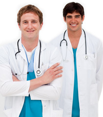Fototapeta premium Portrait of two male doctors