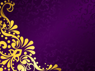 Purple background with gold filigree, horizontal