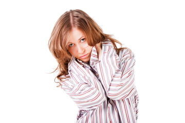 Young alluring girl in shirt