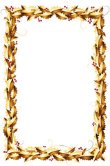 Guirlande de houx dorée