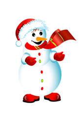 Christmas happy snowman isolated  on white