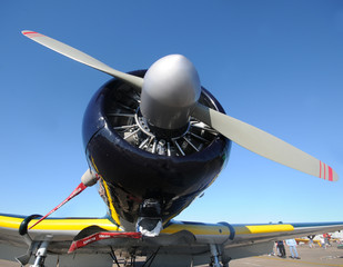Retro airplane nose view