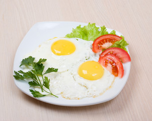 Delicious egg with vegetable close up