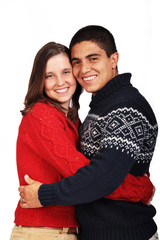 Happy young couple embracing