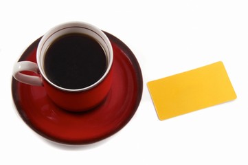 A cup of cofee and card