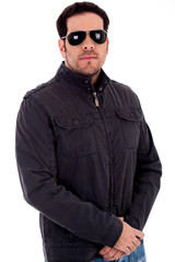 Fototapeta premium Handsome model with jacket and sunglasses