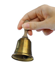 The hand holding the bell