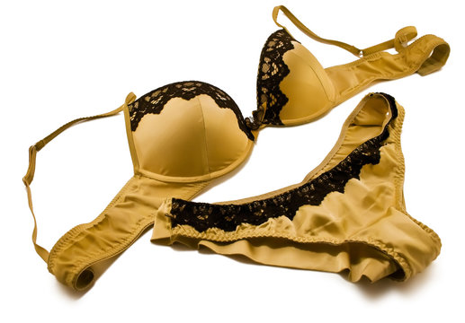 Sexy golden set of lingerie isolated