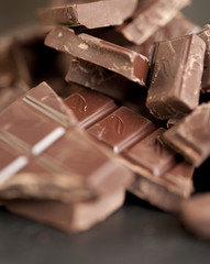 Chocolate pieces close up