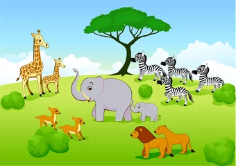 Stickers pour porte Zoo Safari animalier