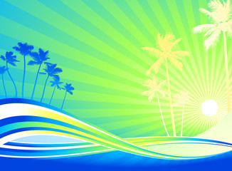 Fototapeta na wymiar palm trees green background