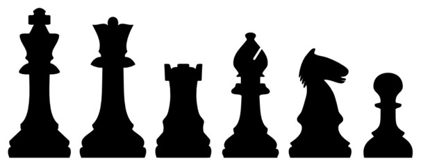 Pi&egrave;ces d'Echecs  - Chess Pieces (Silhouette - Jeu - Vecteur)