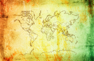 Grunge type world map.