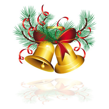 Gold Christmas Bells Isolated