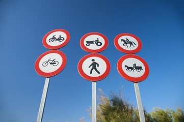 six traffic signs