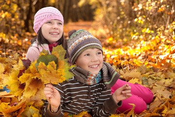 Children playing in Autumn