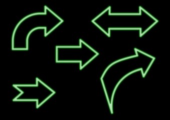 Six Green Neon Arrows