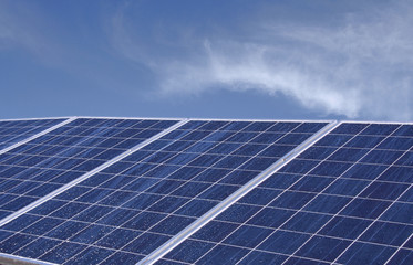 Solar moduls with blue sky