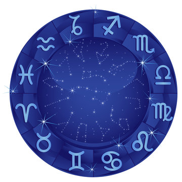 Blue zodiac circle