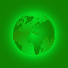 Green globe on green background.