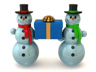 Snowmen with gift