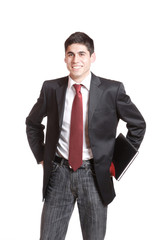Confident businessman with notebook