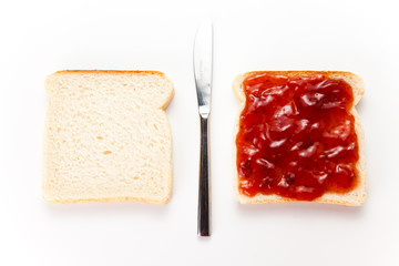 slice of bread and strawberry marmalade