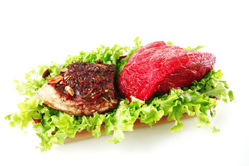 fresh red meat with roast