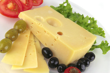 cheese and vegetables on dish