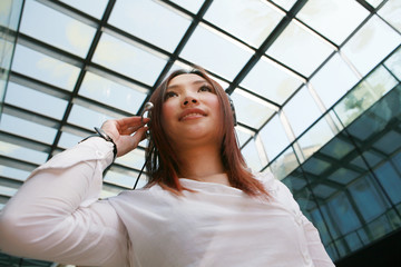 Fototapeta premium Customer Representative with headset smiling