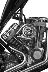 Motorcycle engine close-up detail background