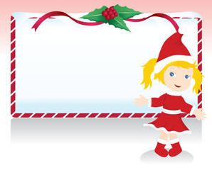 christmas girl with signboard