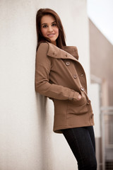 Young attractive hispanic twenties woman outdoor fashion