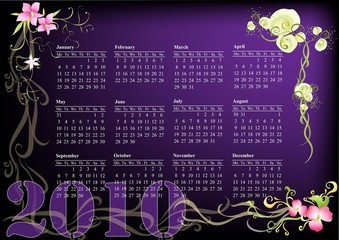 purple flowering calendar