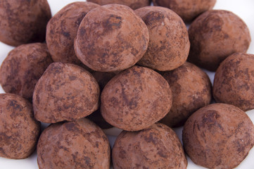 Plate of chocolate truffes