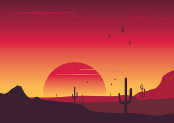 Desert Sundown - obrazy, fototapety, plakaty
