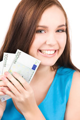 lovely teenage girl with money