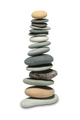 River stones balanced precariously by zen forces