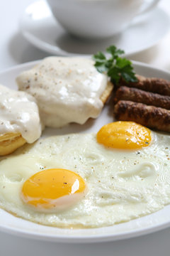 Fried Eggs and Biscuits and Gravy
