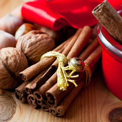 Cinnamon sticks and nuts