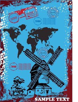 travel world postcard vector