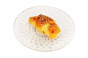 Hot fresh baked pastry with sesame seeds