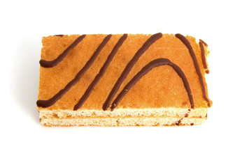 Cake with stripes over white background